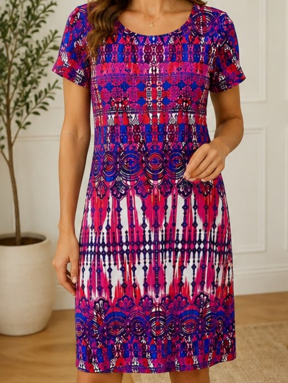 London Times Abstract Print Knit Dress | Size 12